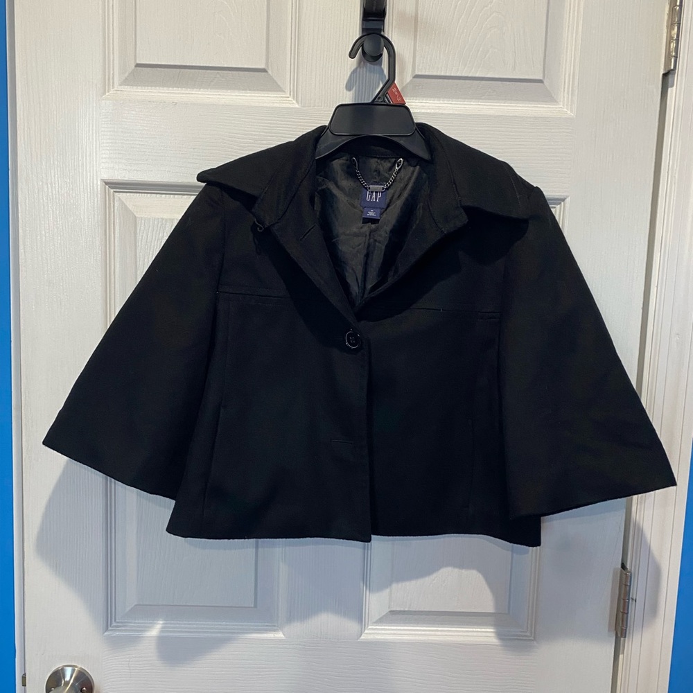 GAP Women's Elegant Black Cape Coat